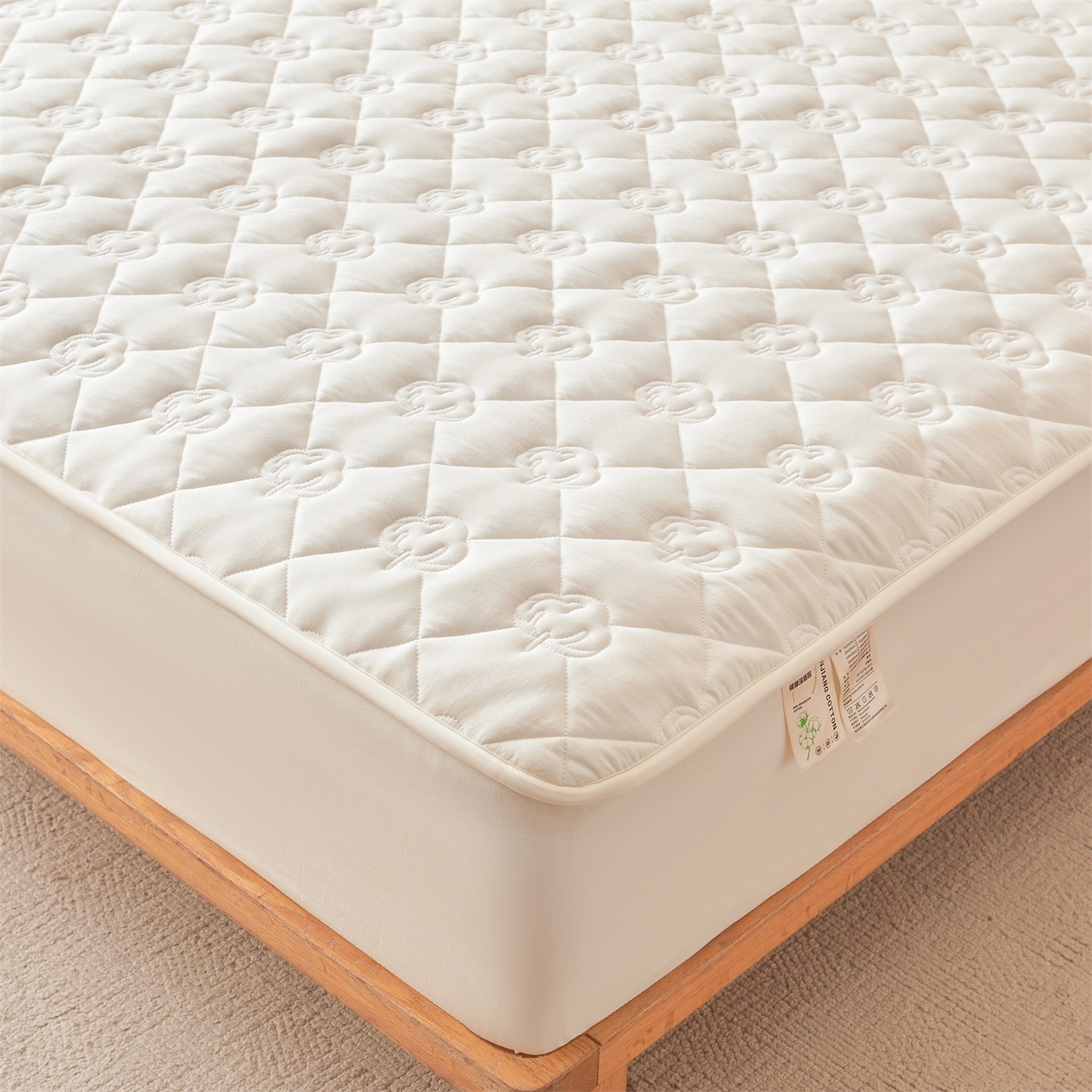 91家纺网 家纺一手货源 找家纺 柔品 2026新款牛奶棉新疆棉花夹棉床笠 新疆棉花-纯白