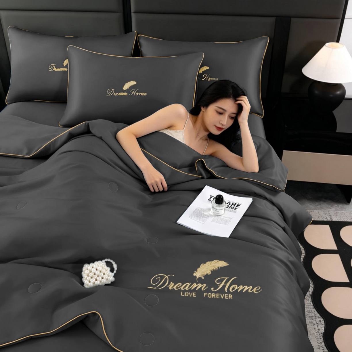 91家纺网 家纺一手货源 找家纺 （总）维娜斯家纺 2026新款绣花冰丝夏被四件套