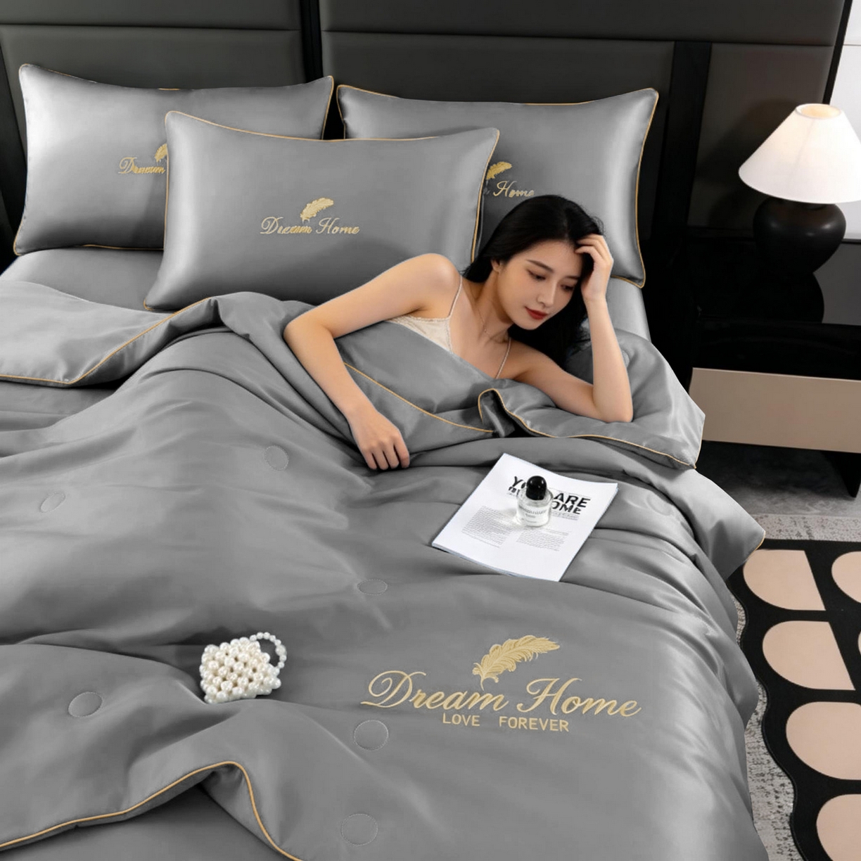 91家纺网 家纺一手货源 找家纺 （总）维娜斯家纺 2026新款绣花冰丝夏被四件套