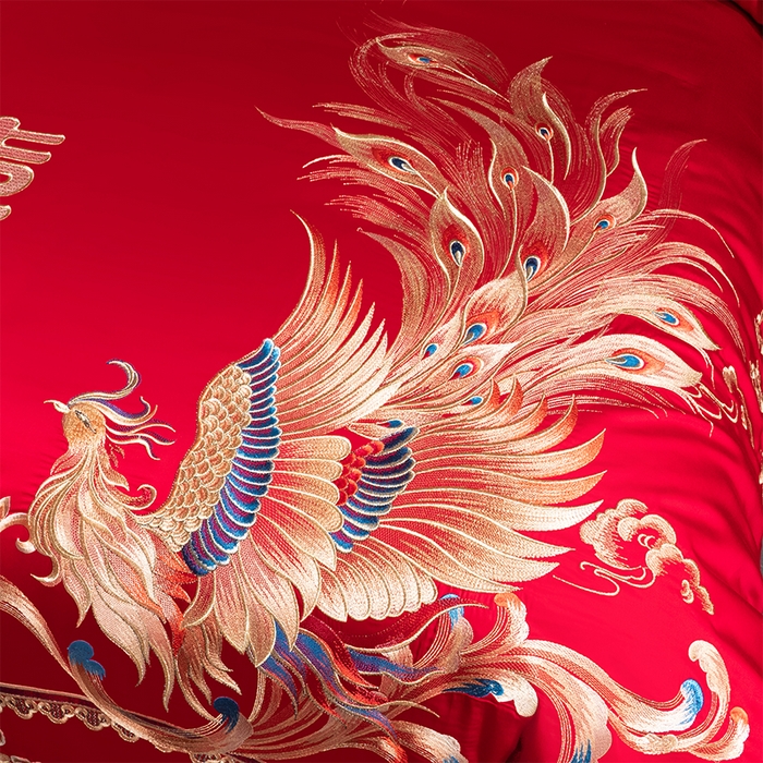 91家纺网 家纺一手货源 找家纺 博之洋婚庆 2026新款全棉长绒棉刺绣婚庆四件套多件套 龙凤大喜