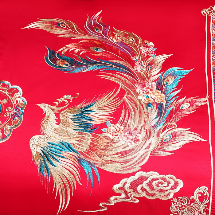 91家纺网 家纺一手货源 找家纺 博之洋婚庆 2026新款全棉长绒棉刺绣婚庆四件套多件套 万里江山