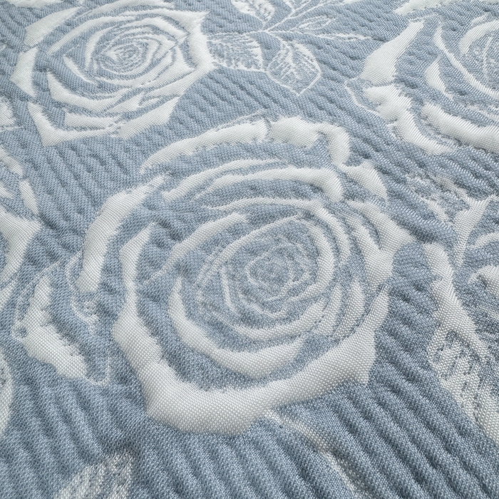 91家纺网 家纺一手货源 找家纺 伊人坊 2026新款A类550克凉感提花值过0.21冰豆豆家用凉席子三件套夏季---床笠款 玫瑰-蓝