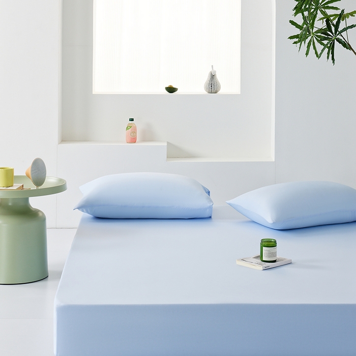 91家纺网 家纺一手货源 找家纺 LADYCOCO可可家居 2026新款PE冰锦丝语床笠枕套 微风蓝