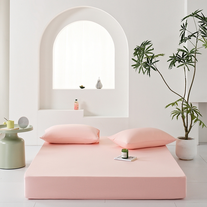 LADYCOCO可可家居 2026新款PE冰锦丝语床笠枕套 清凉粉