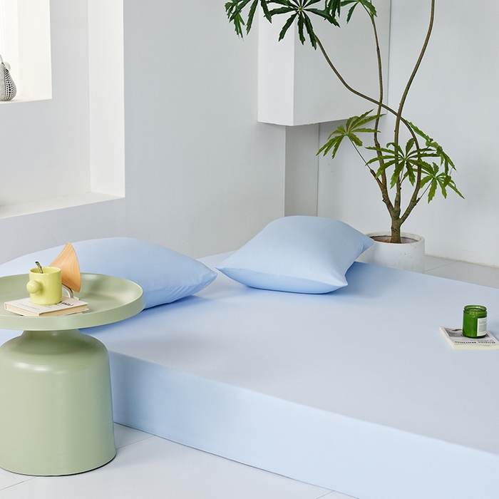 91家纺网 家纺一手货源 找家纺 LADYCOCO可可家居 2026新款PE冰锦丝语床笠枕套 微风蓝