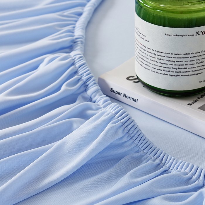 91家纺网 家纺一手货源 找家纺 LADYCOCO可可家居 2026新款PE冰锦丝语床笠枕套 微风蓝