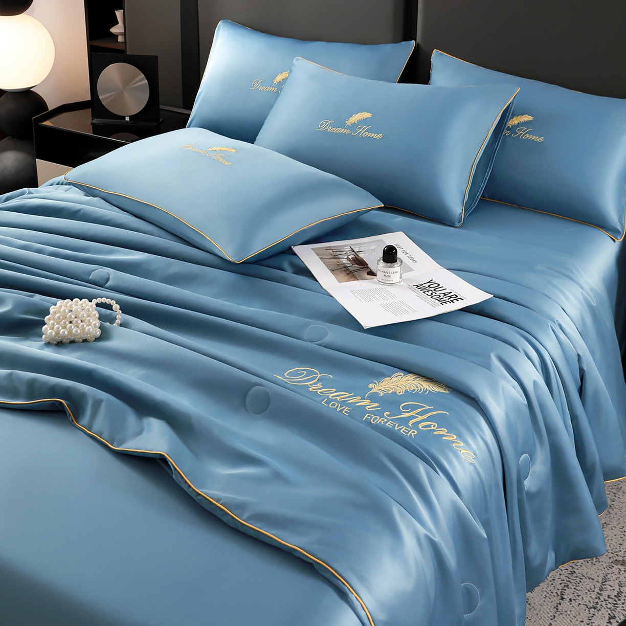 91家纺网 家纺一手货源 找家纺 （总）维娜斯家纺 2026新款绣花冰丝夏被四件套