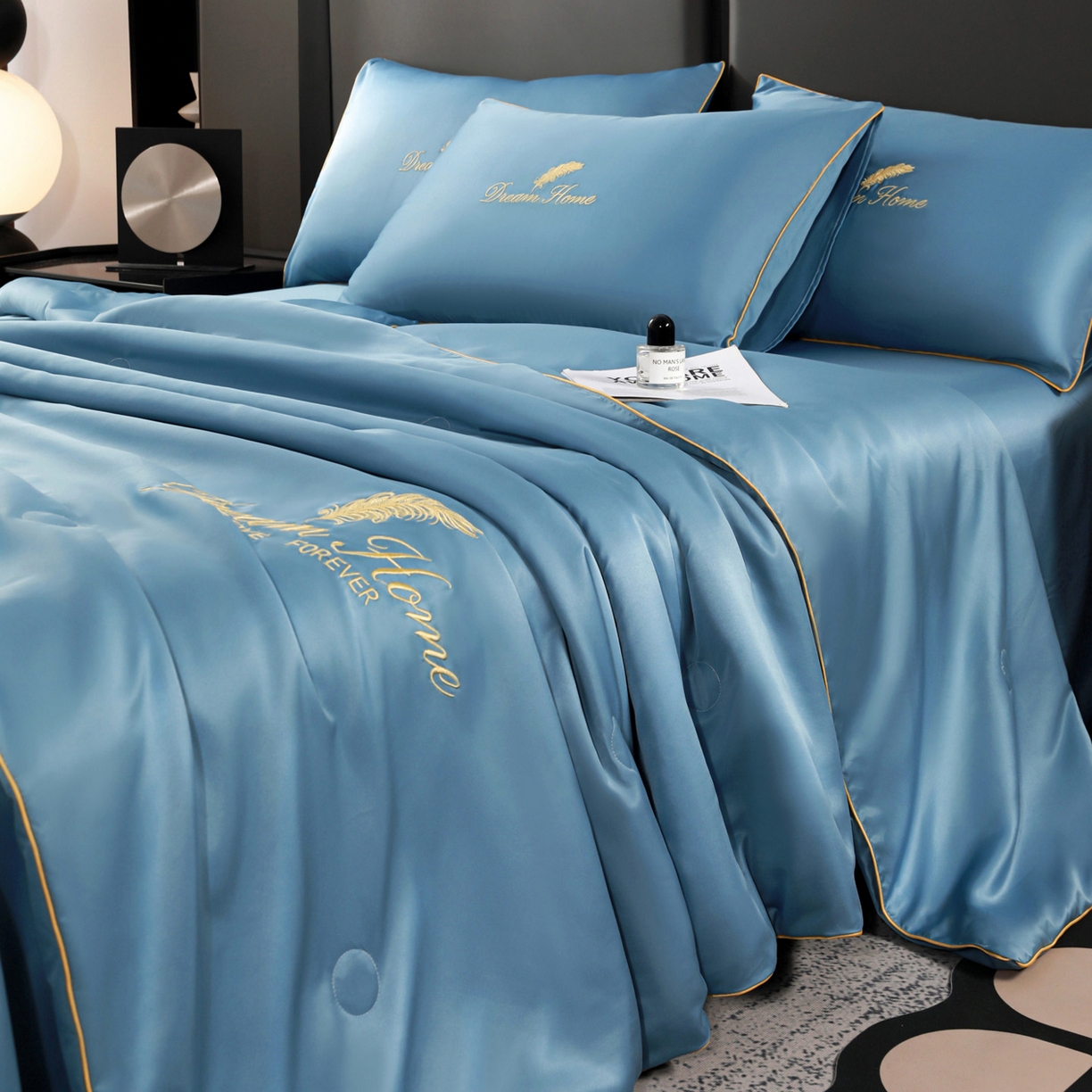 91家纺网 家纺一手货源 找家纺 （总）维娜斯家纺 2026新款绣花冰丝夏被四件套