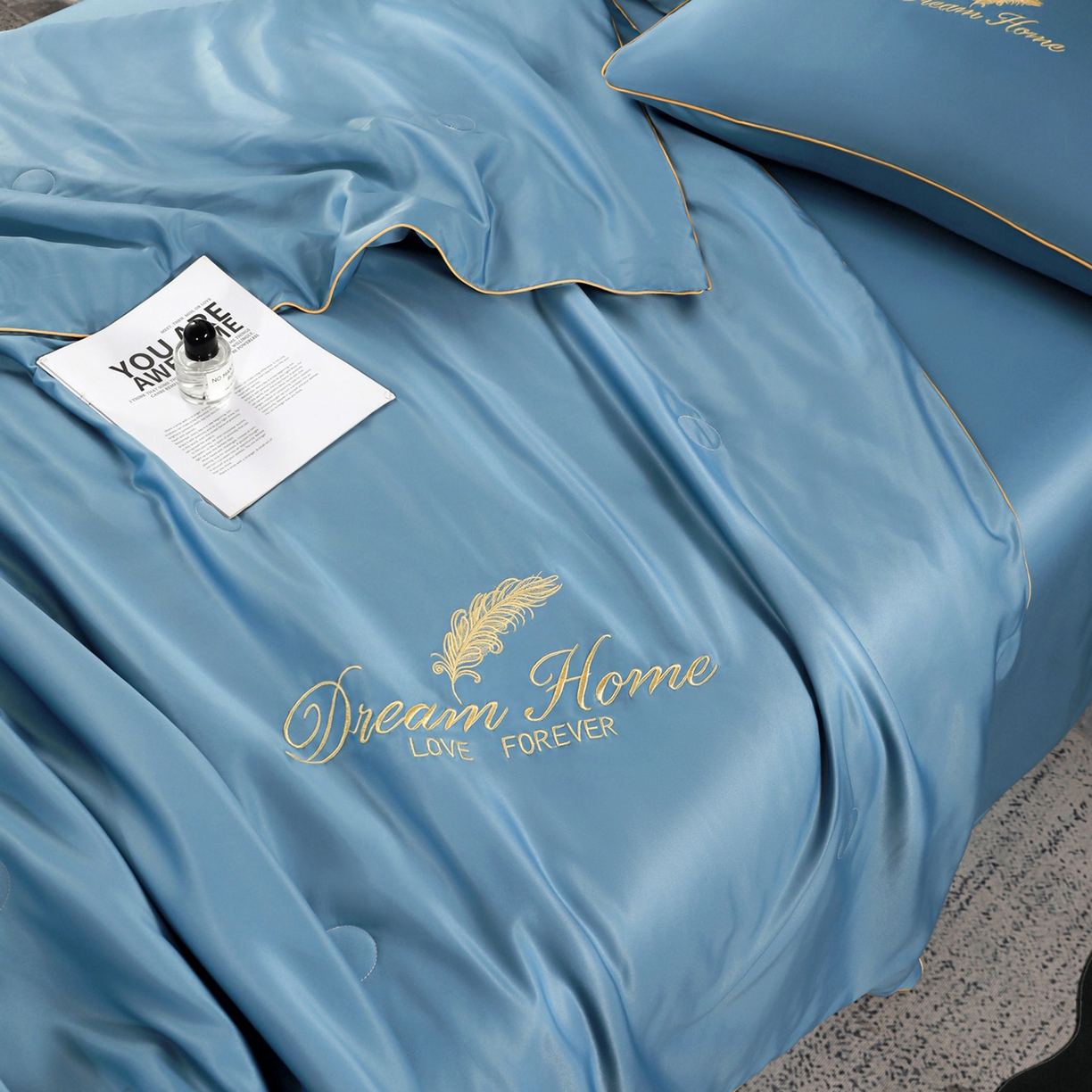 91家纺网 家纺一手货源 找家纺 （总）维娜斯家纺 2026新款绣花冰丝夏被四件套