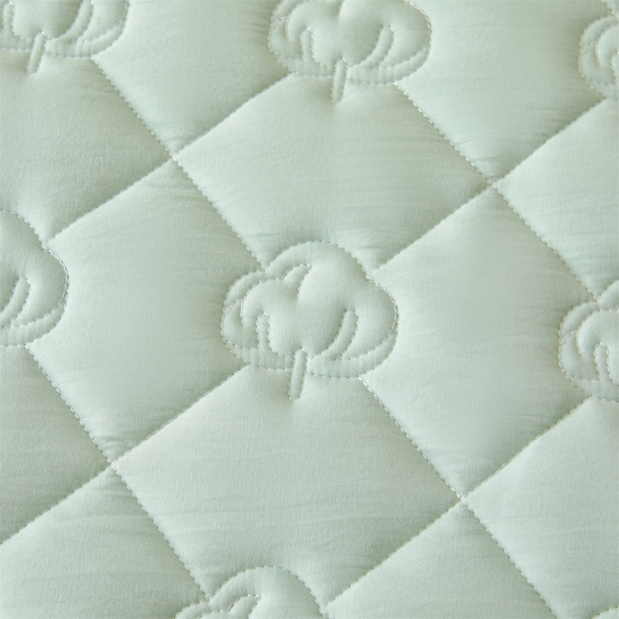 91家纺网 家纺一手货源 找家纺 柔品 2026新款牛奶棉新疆棉花夹棉床笠 新疆棉花-青绿