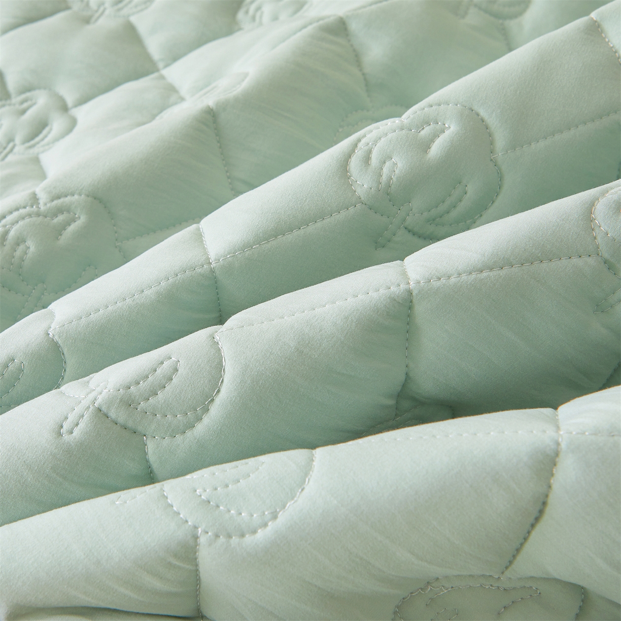 91家纺网 家纺一手货源 找家纺 柔品 2026新款牛奶棉新疆棉花夹棉床笠 新疆棉花-青绿