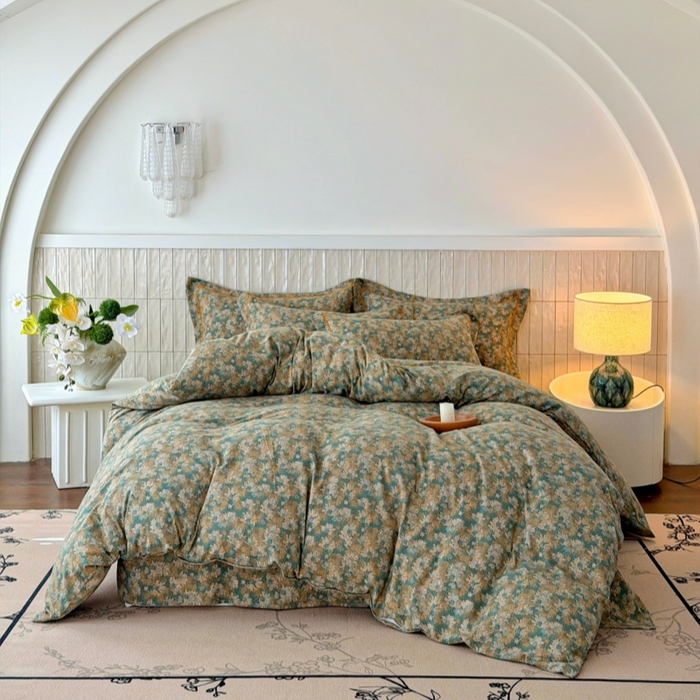 91家纺网 家纺一手货源 找家纺 （总）棠颂家纺 2026新款原棉中古风色织双层纱四件套