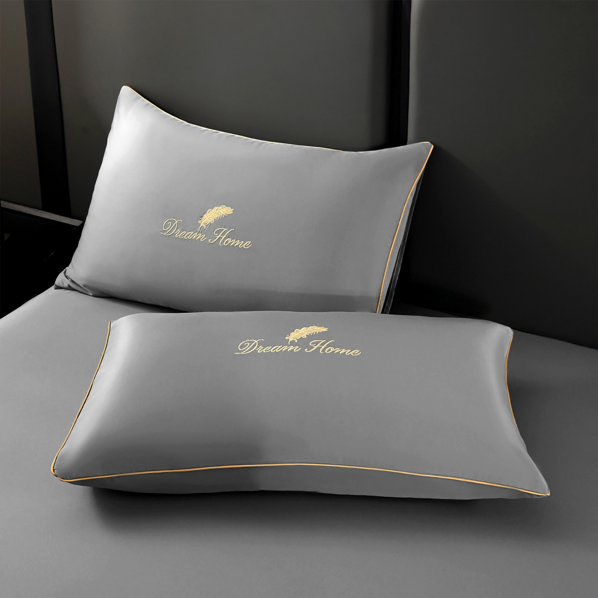 91家纺网 家纺一手货源 找家纺 维娜斯家纺 2026新款绣花冰丝夏被四件套 浅灰