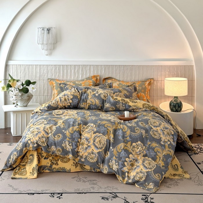 91家纺网 家纺一手货源 找家纺 （总）棠颂家纺 2026新款原棉中古风色织双层纱四件套