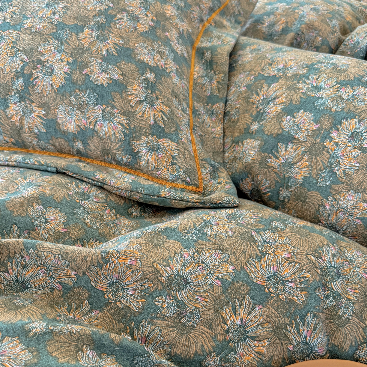 91家纺网 家纺一手货源 找家纺 棠颂家纺 2026新款原棉中古风色织双层纱四件套 春日序