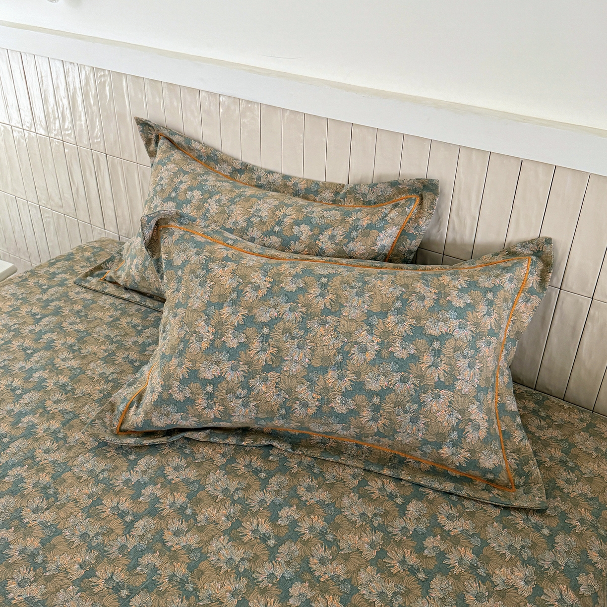 91家纺网 家纺一手货源 找家纺 棠颂家纺 2026新款原棉中古风色织双层纱四件套 春日序