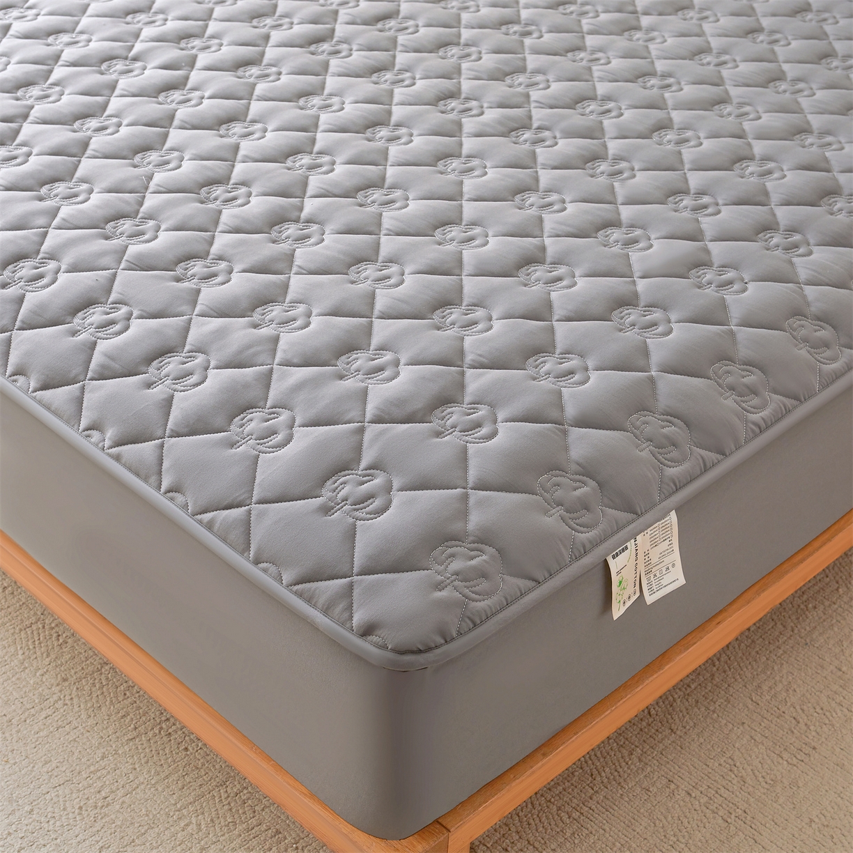 91家纺网 家纺一手货源 找家纺 柔品 2026新款牛奶棉新疆棉花夹棉床笠 新疆棉花-深灰