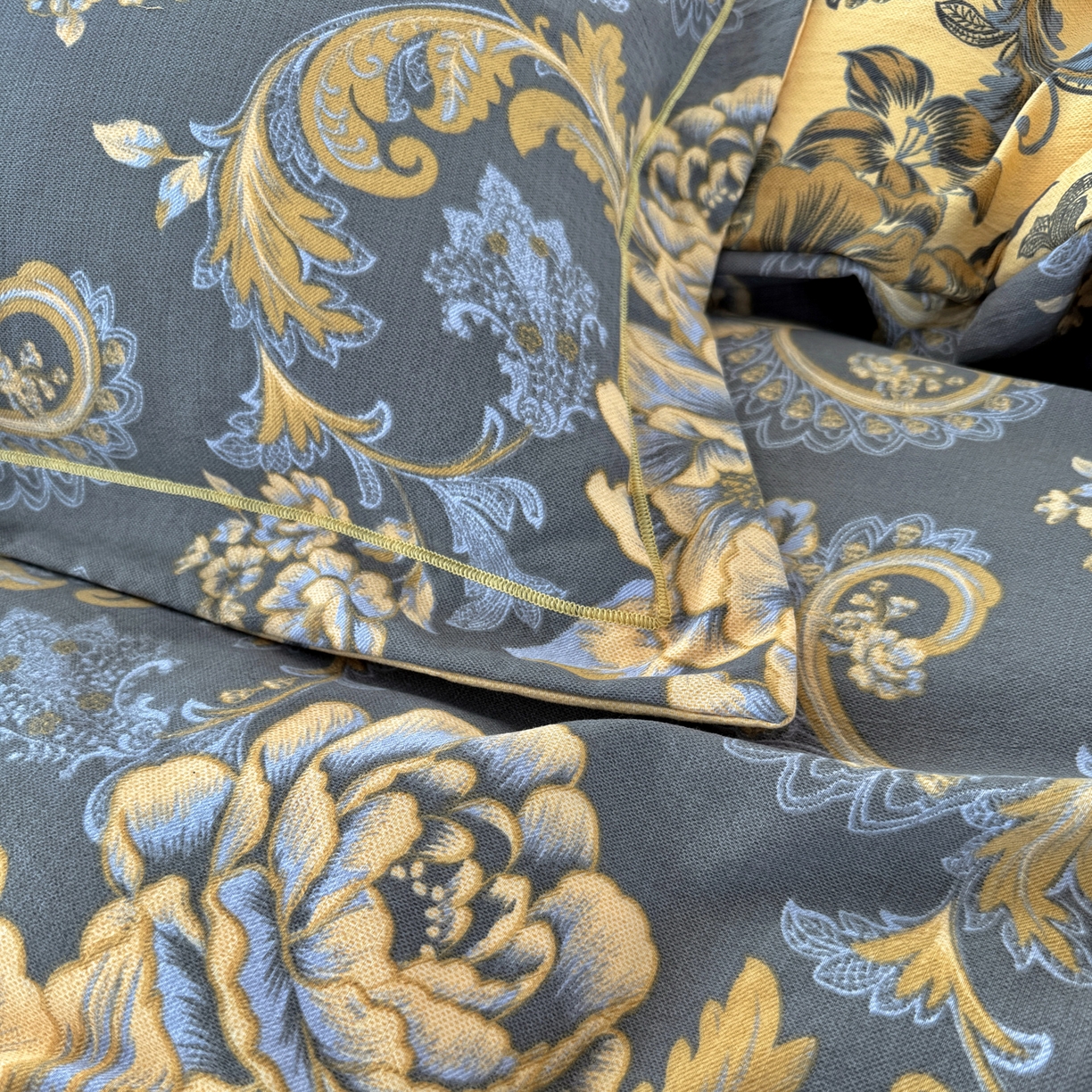 91家纺网 家纺一手货源 找家纺 棠颂家纺 2026新款原棉中古风色织双层纱四件套 金玉满堂