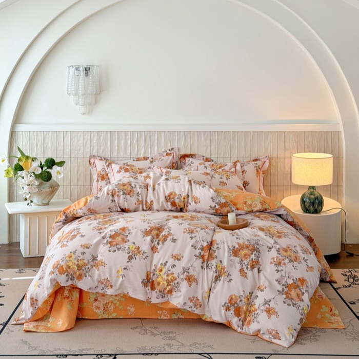 棠颂家纺 2026新款原棉中古风色织双层纱四件套 暖阳