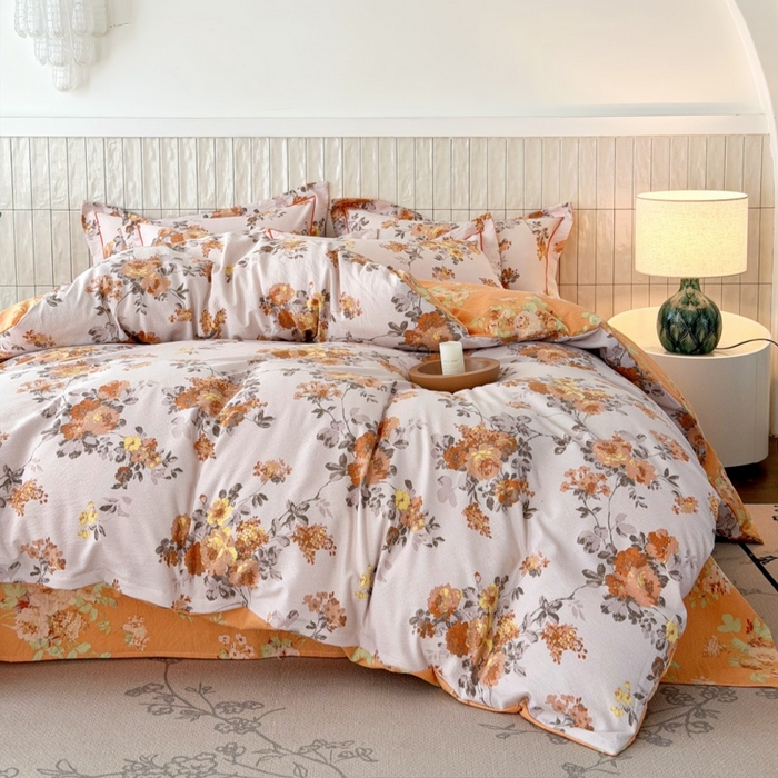 91家纺网 家纺一手货源 找家纺 棠颂家纺 2026新款原棉中古风色织双层纱四件套 暖阳