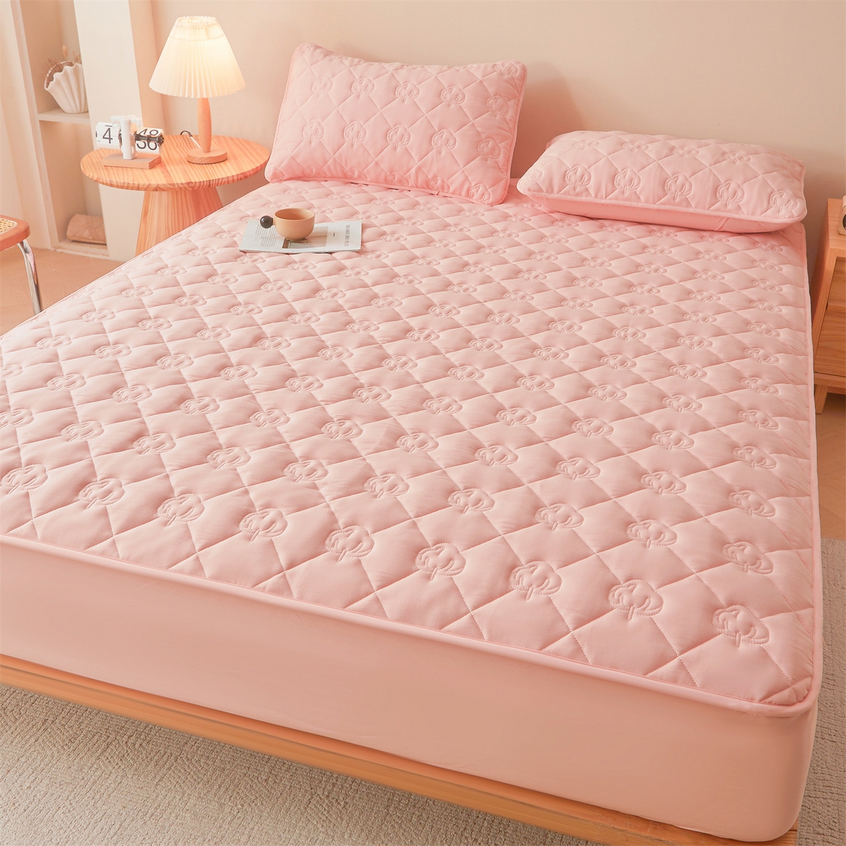 91家纺网 家纺一手货源 找家纺 柔品 2026新款牛奶棉新疆棉花夹棉床笠 新疆棉花-香粉