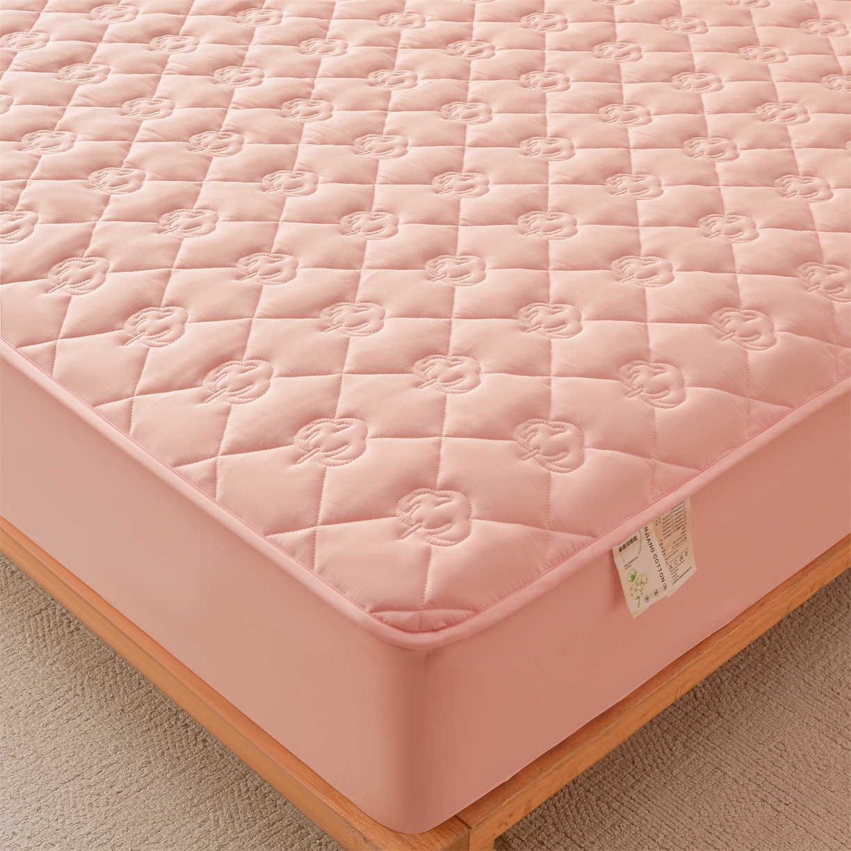 91家纺网 家纺一手货源 找家纺 柔品 2026新款牛奶棉新疆棉花夹棉床笠 新疆棉花-香粉