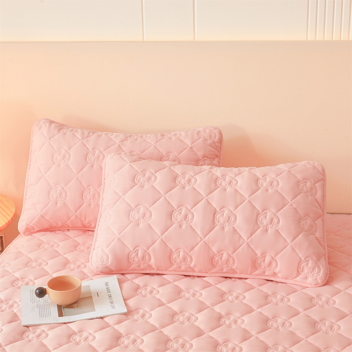 91家纺网 家纺一手货源 找家纺 柔品 2026新款牛奶棉新疆棉花夹棉床笠 新疆棉花-香粉