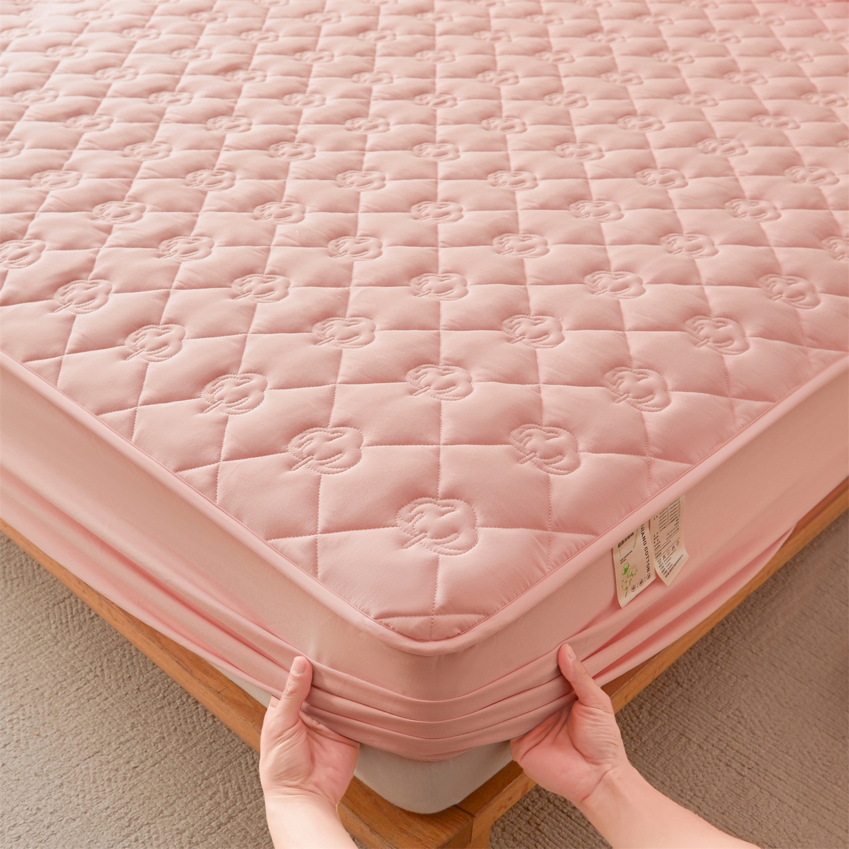 91家纺网 家纺一手货源 找家纺 柔品 2026新款牛奶棉新疆棉花夹棉床笠 新疆棉花-香粉