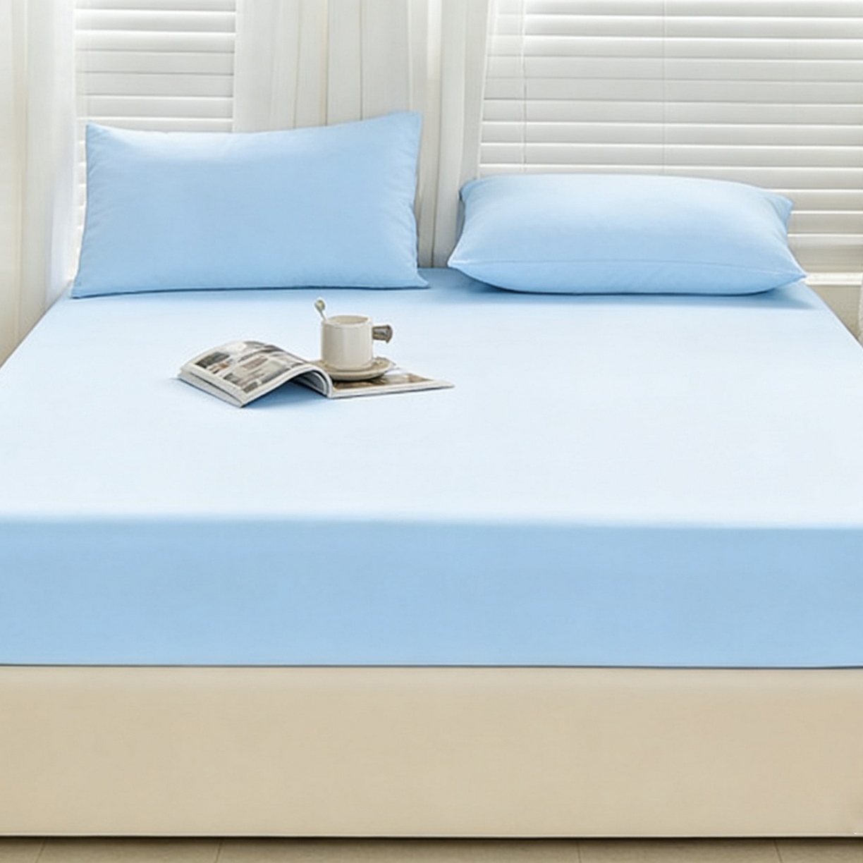 91家纺网 家纺一手货源 找家纺 LADYCOCO可可家居 2026新款锦纶凉感床笠三件套 浅蓝