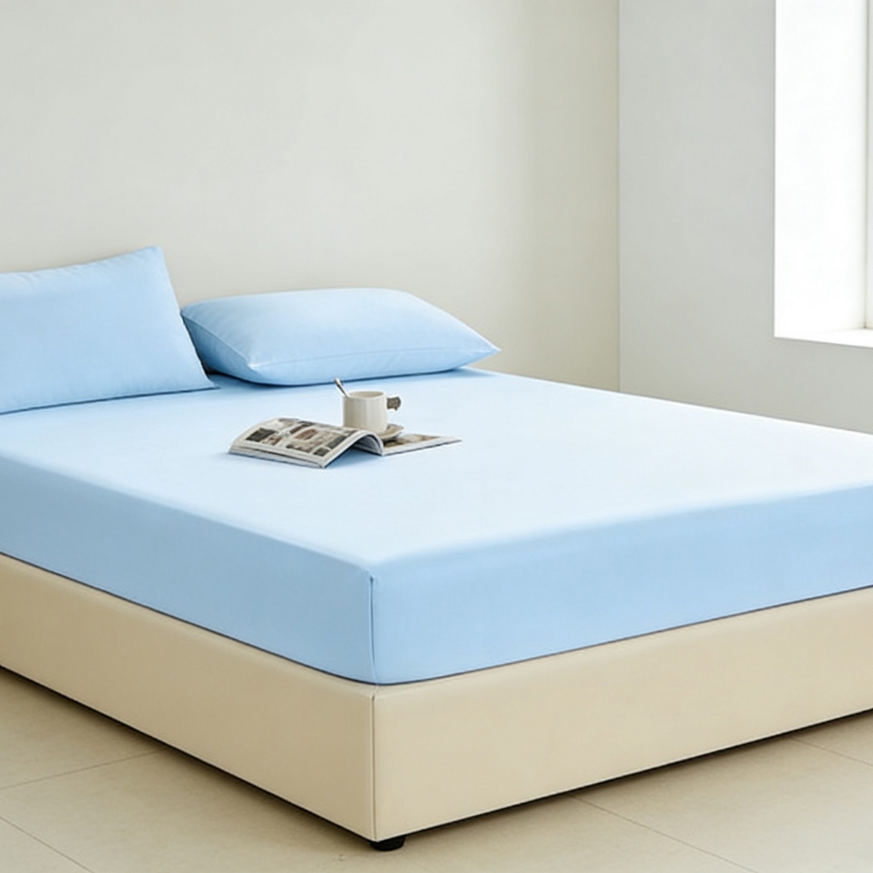 91家纺网 家纺一手货源 找家纺 LADYCOCO可可家居 2026新款锦纶凉感床笠三件套 浅蓝