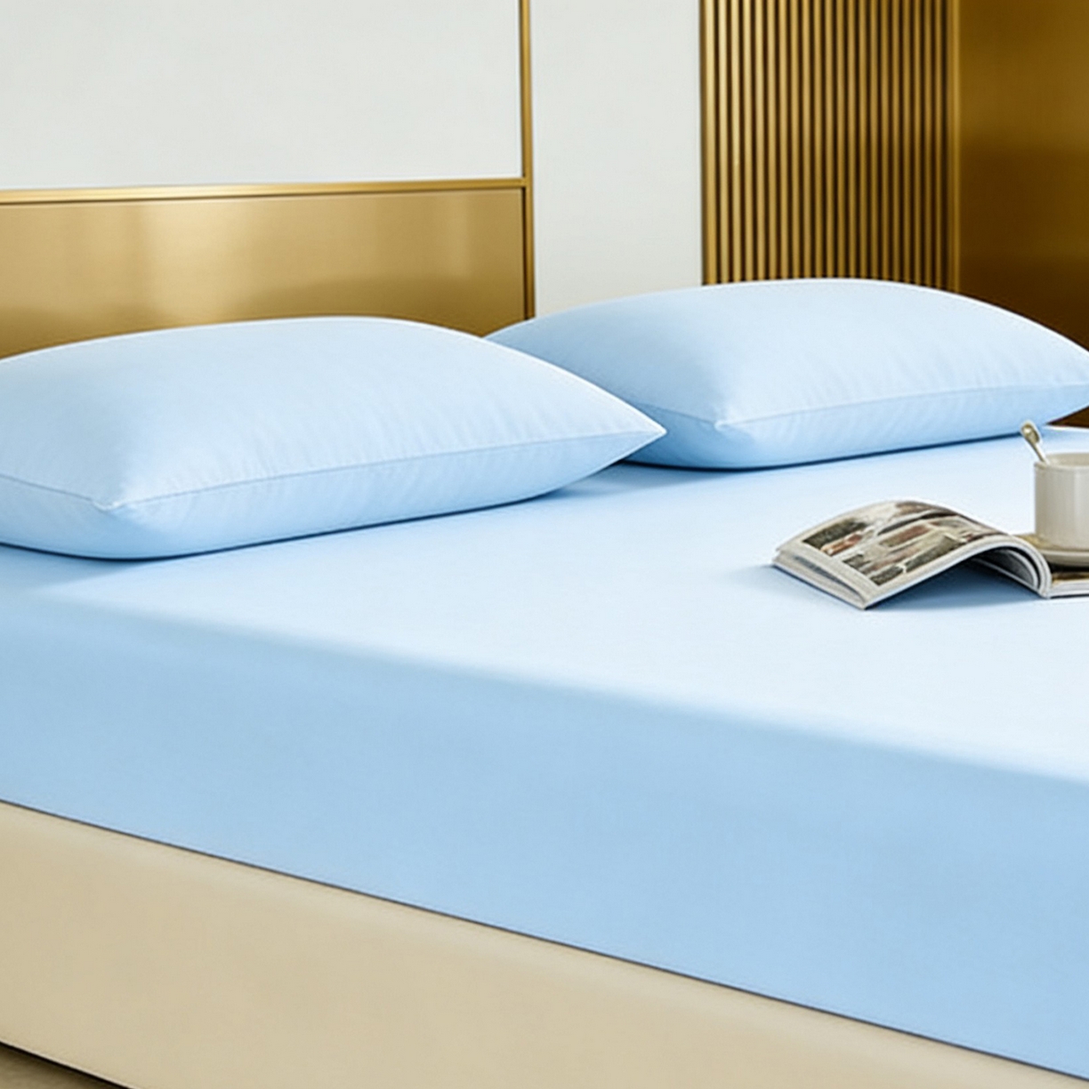 91家纺网 家纺一手货源 找家纺 LADYCOCO可可家居 2026新款锦纶凉感床笠三件套 浅蓝