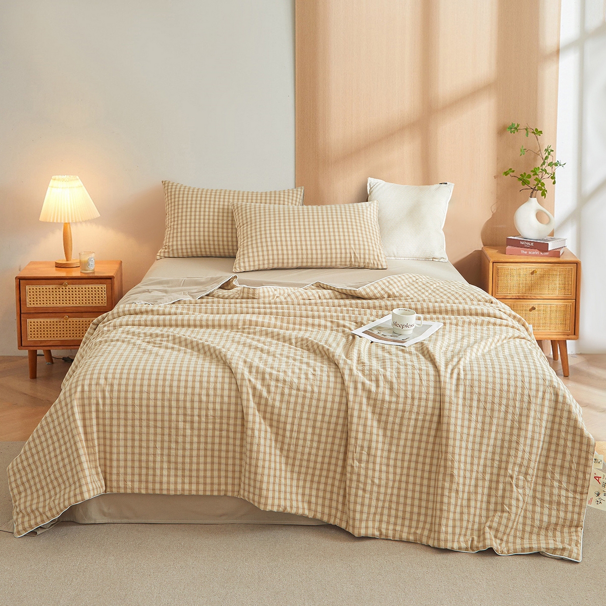 91家纺网 家纺一手货源 找家纺 （总）金喜 2026新款A类全棉色织新疆棉夏被四件套