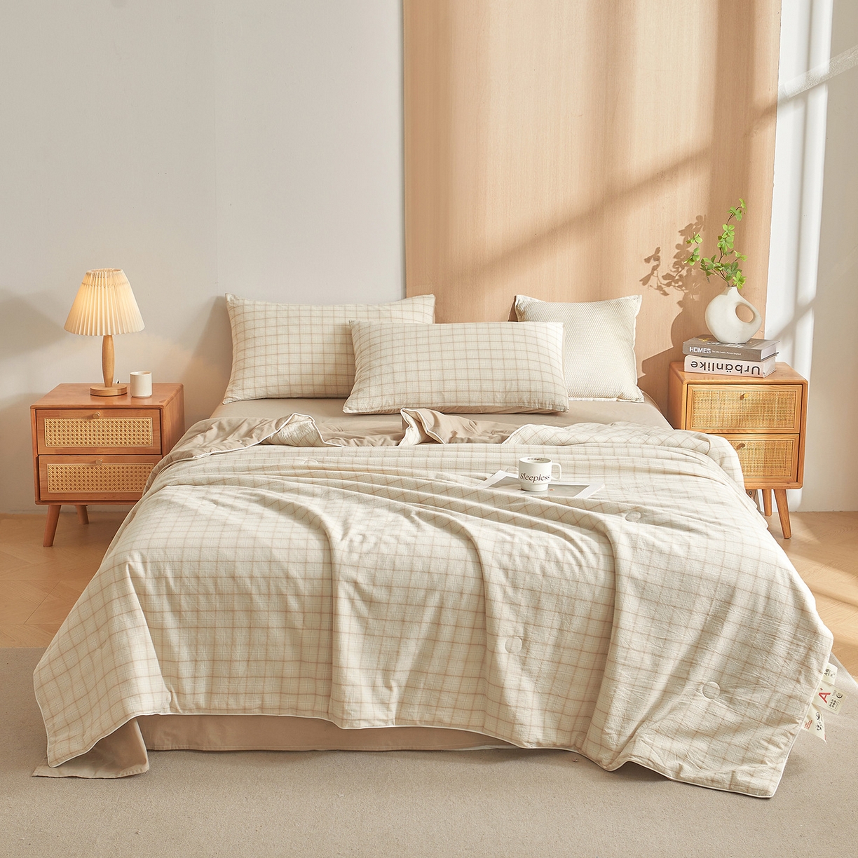 91家纺网 家纺一手货源 找家纺 （总）金喜 2026新款A类全棉色织新疆棉夏被四件套