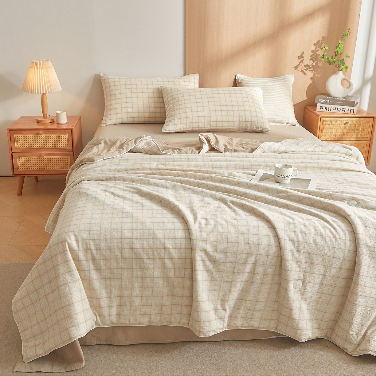 91家纺网 家纺一手货源 找家纺 （总）金喜 2026新款A类全棉色织新疆棉夏被四件套