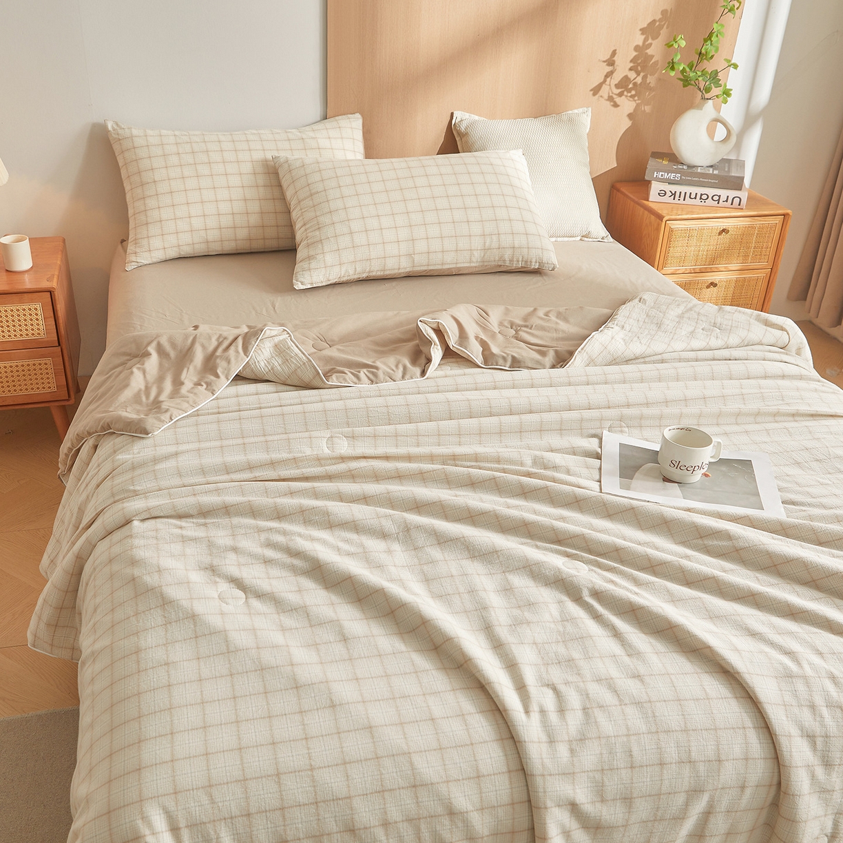 91家纺网 家纺一手货源 找家纺 （总）金喜 2026新款A类全棉色织新疆棉夏被四件套