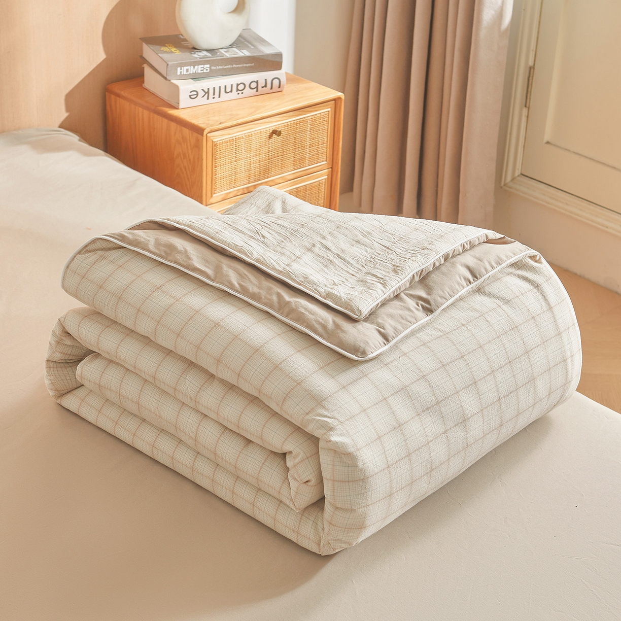 91家纺网 家纺一手货源 找家纺 （总）金喜 2026新款A类全棉色织新疆棉夏被四件套