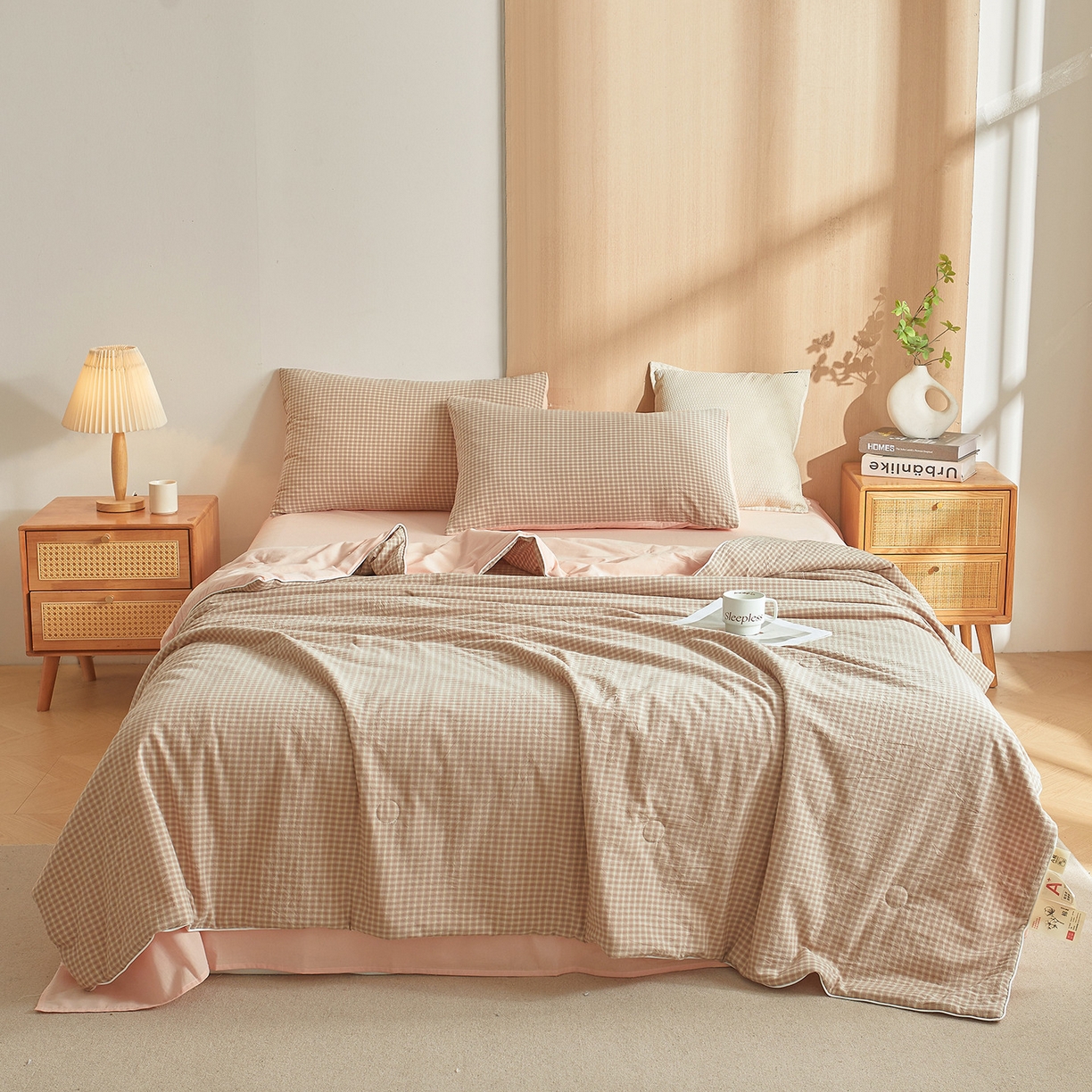 金喜 2026新款A类全棉色织新疆棉夏被四件套 琥珀粉