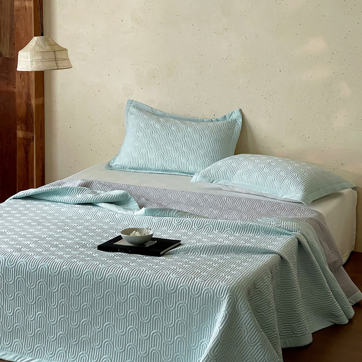 91家纺网 家纺一手货源 找家纺 傲蕾良品 2026新款韩国高量子冰丝床盖款软凉席 清水绿