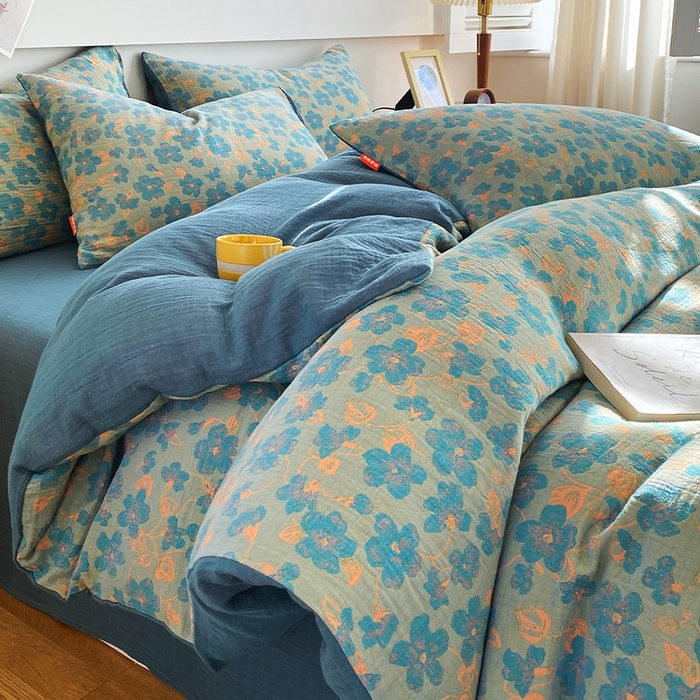 91家纺网 家纺一手货源 找家纺 （总）春皖家纺 2026新款全棉纯棉拉链款双层纱四件套