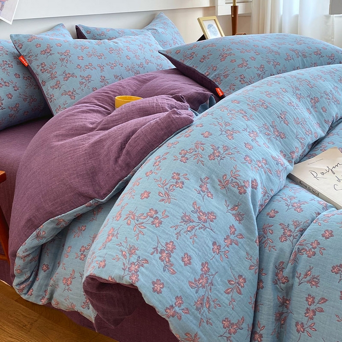 91家纺网 家纺一手货源 找家纺 （总）春皖家纺 2026新款全棉纯棉拉链款双层纱四件套