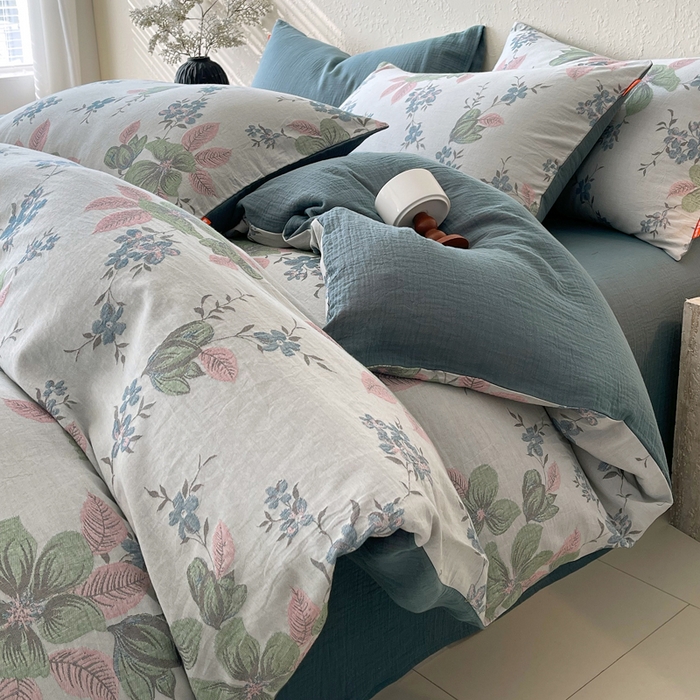 91家纺网 家纺一手货源 找家纺 （总）春皖家纺 2026新款全棉纯棉拉链款双层纱四件套