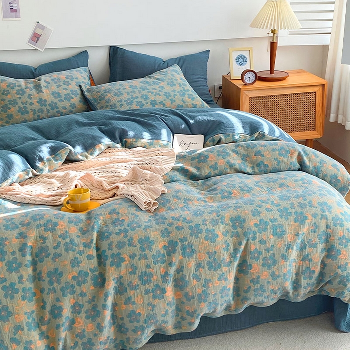 91家纺网 家纺一手货源 找家纺 春皖家纺 2026新款全棉纯棉拉链款双层纱四件套 百灵斯顿