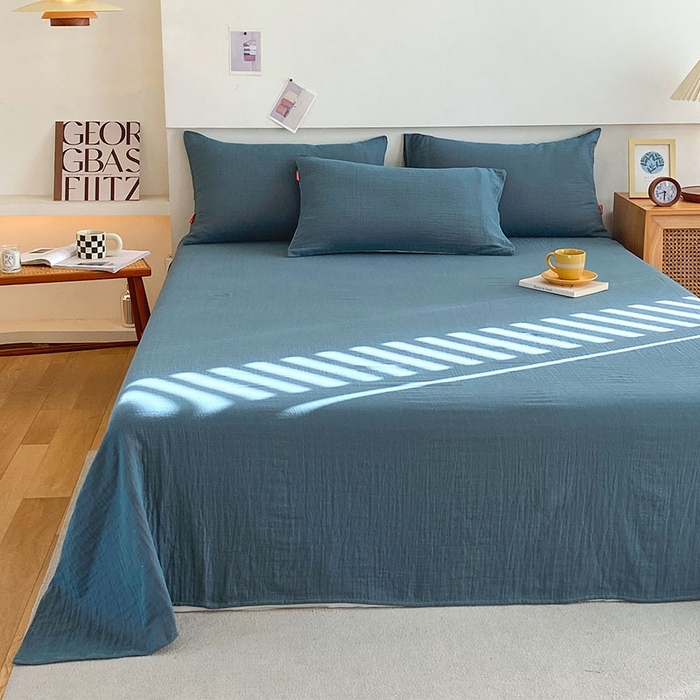 91家纺网 家纺一手货源 找家纺 春皖家纺 2026新款全棉纯棉拉链款双层纱四件套 百灵斯顿