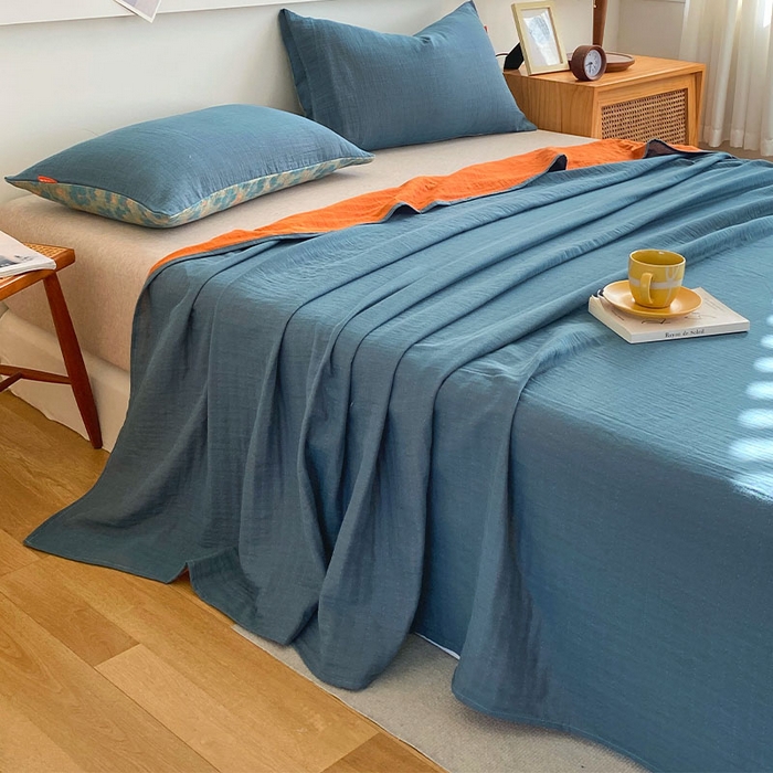 91家纺网 家纺一手货源 找家纺 春皖家纺 2026新款全棉纯棉拉链款双层纱四件套 百灵斯顿