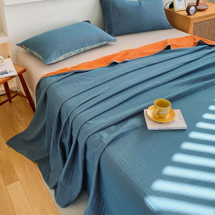 91家纺网 家纺一手货源 找家纺 春皖家纺 2026新款全棉纯棉拉链款双层纱四件套 百灵斯顿