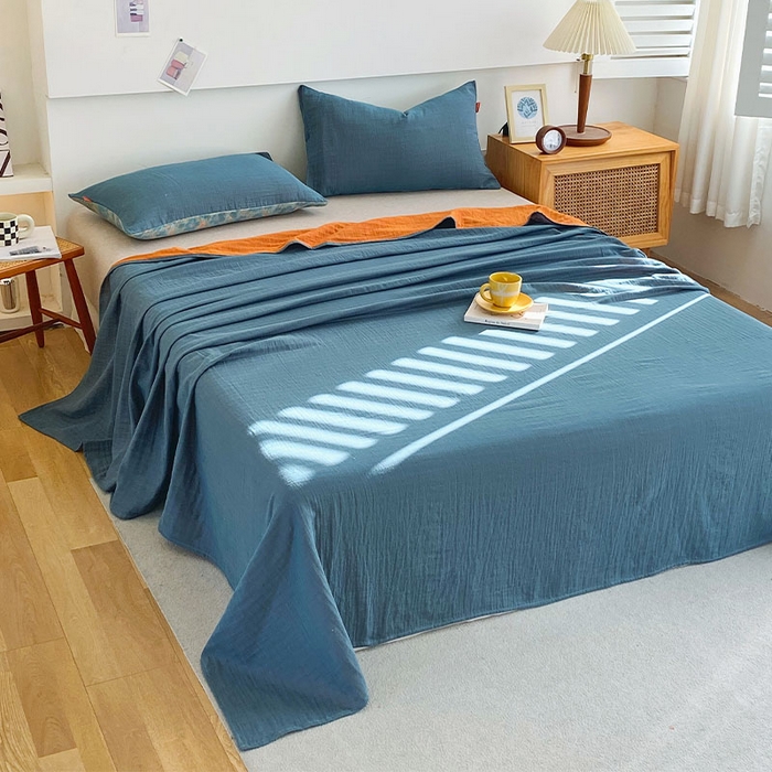 91家纺网 家纺一手货源 找家纺 春皖家纺 2026新款全棉纯棉拉链款双层纱四件套 百灵斯顿