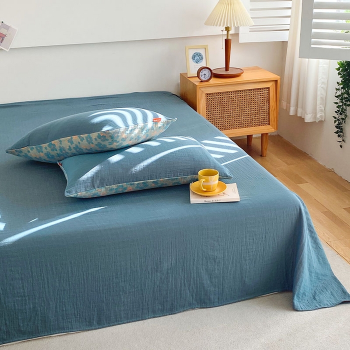 91家纺网 家纺一手货源 找家纺 春皖家纺 2026新款全棉纯棉拉链款双层纱四件套 百灵斯顿