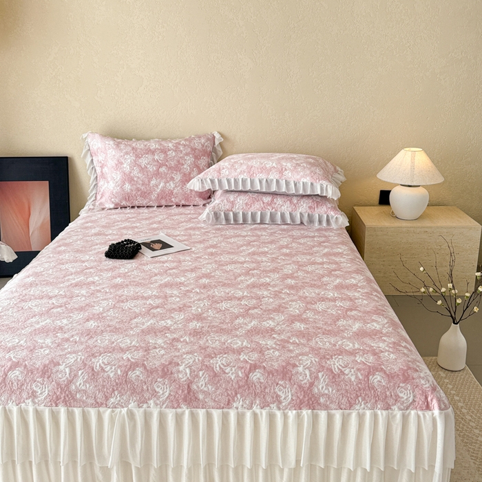 91家纺网 家纺一手货源 找家纺 （总）懒猫家纺 2026新款凉感提花床裙款凉席洛可可系列