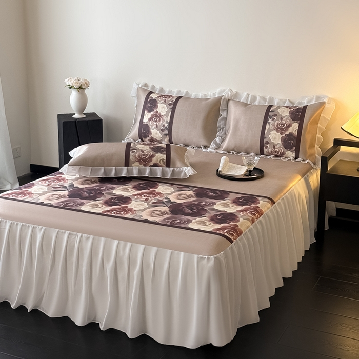 91家纺网 家纺一手货源 找家纺 （总）懒猫家纺 2026新款高精密冰丝雪纺床裙凉席