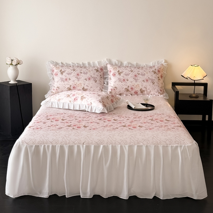 91家纺网 家纺一手货源 找家纺 （总）懒猫家纺 2026新款高精密冰丝雪纺床裙凉席